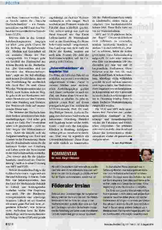 Vorschauseite 2: Hochschulmedizin im Umbruch