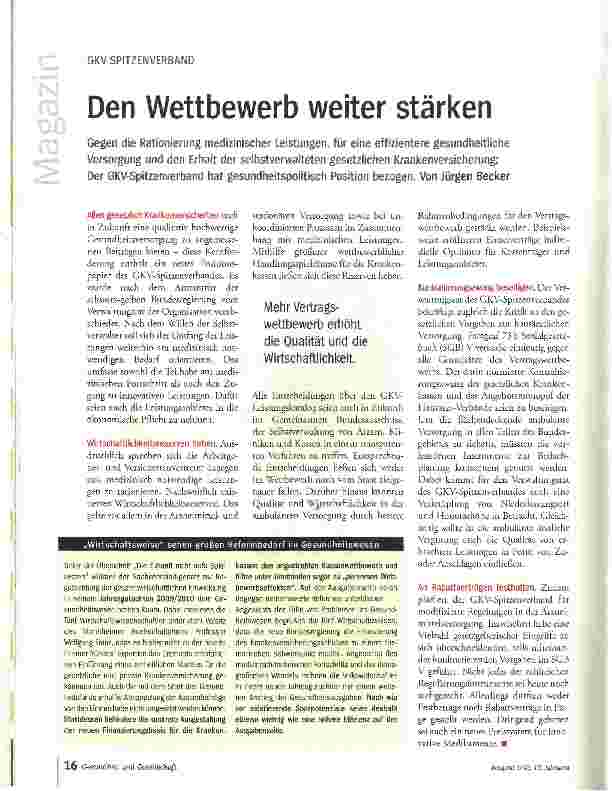 Vorschauseite 1: Den Wettbewerb weiter stärken