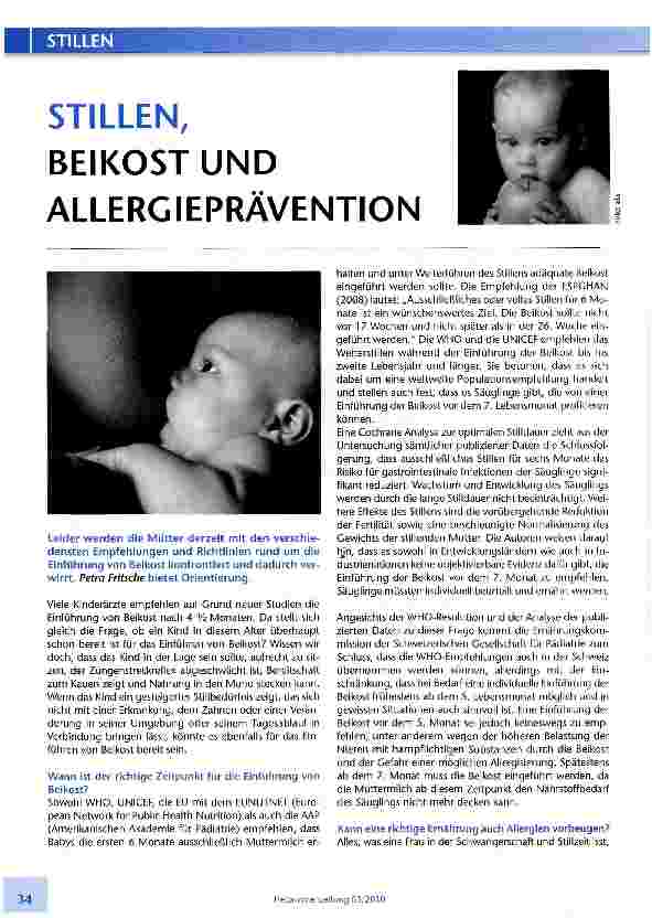 Vorschauseite 1: STILLEN,BEIKOST UNDALLERGIEPRÄVENTION