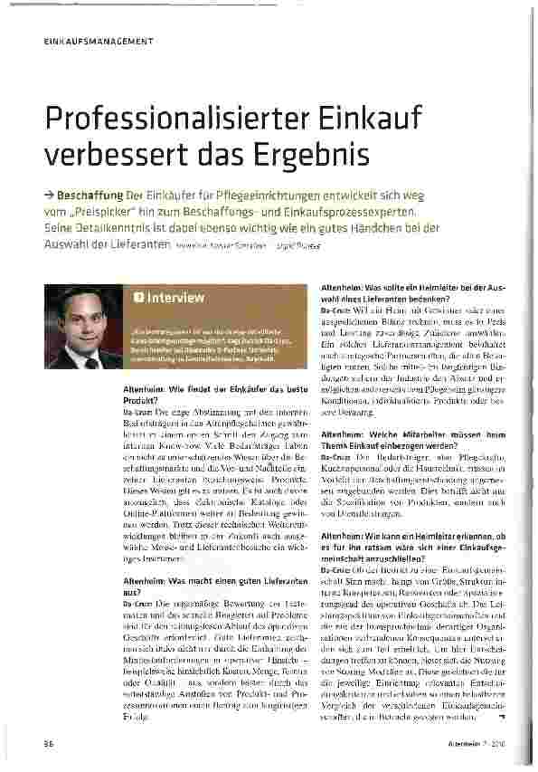 Vorschauseite 1: Professionalisierter Einkauf verbessert das Ergebnis