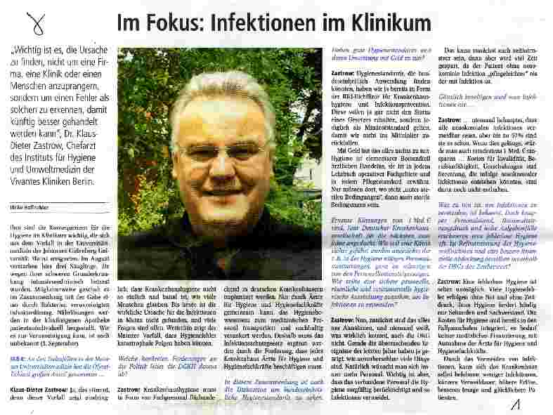 Vorschauseite 1: Im Fokus: Infektionen im Klinikum