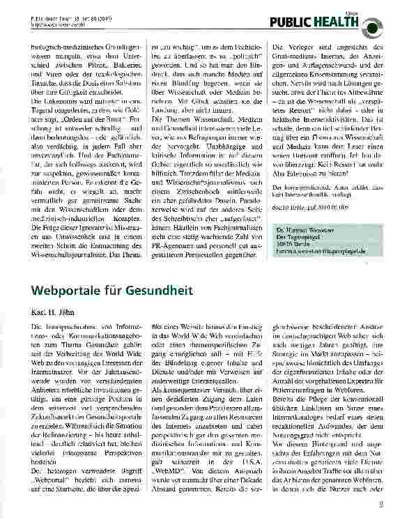 Vorschauseite 1: Webportale für Gesundheit