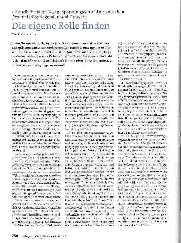 Vorschauseite 1: Berufliche Identität im Spannungsverhältnis zwischen Gesundheitspflegenden und Umwelt:Die eigene Rolle finden