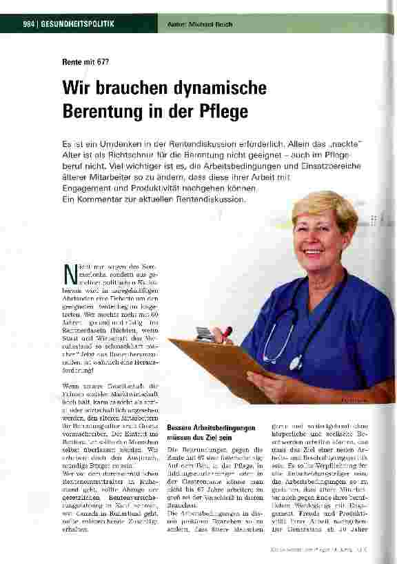 Vorschauseite 1: Wir brauchen dynamische Berentung in der Pflege