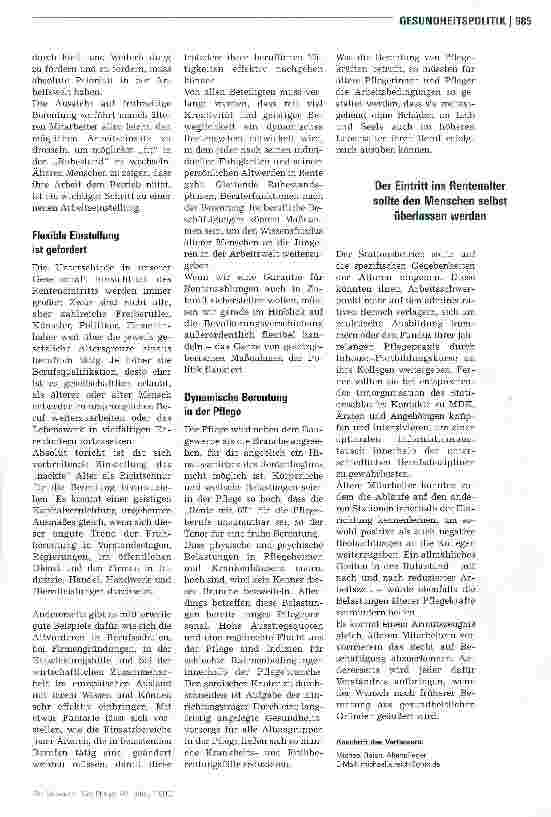 Vorschauseite 2: Wir brauchen dynamische Berentung in der Pflege