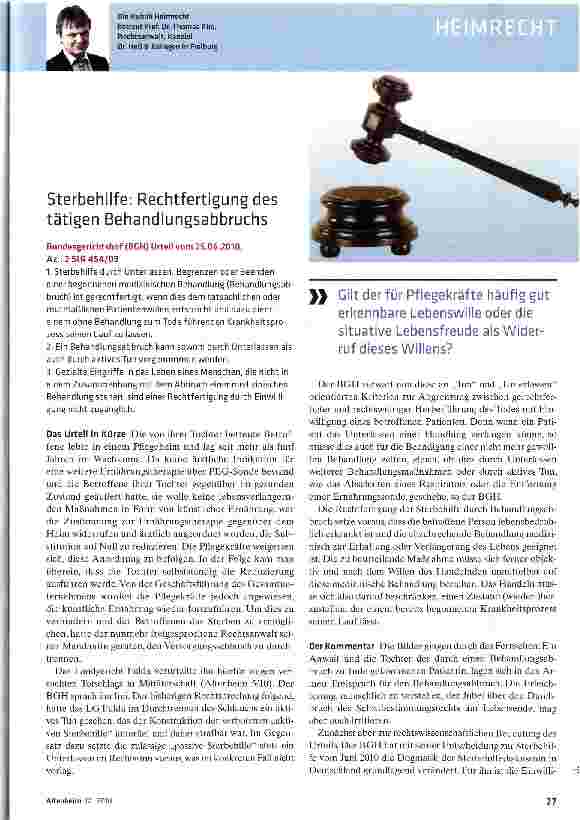 Vorschauseite 1: Sterbehilfe: Rechtfertigung des tätigen Behandlungsabbruchs