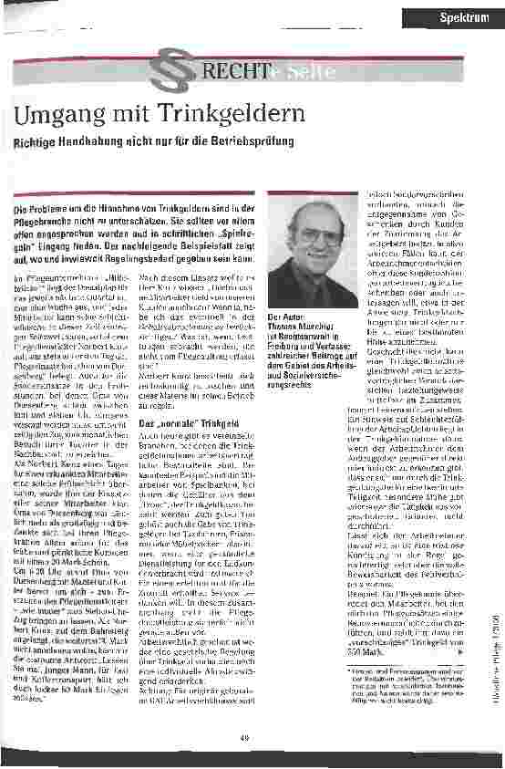 Vorschauseite 1: Umgang mit Trinkgeldern Richtige Handhabung nicht nur für die Betriebsprüfung