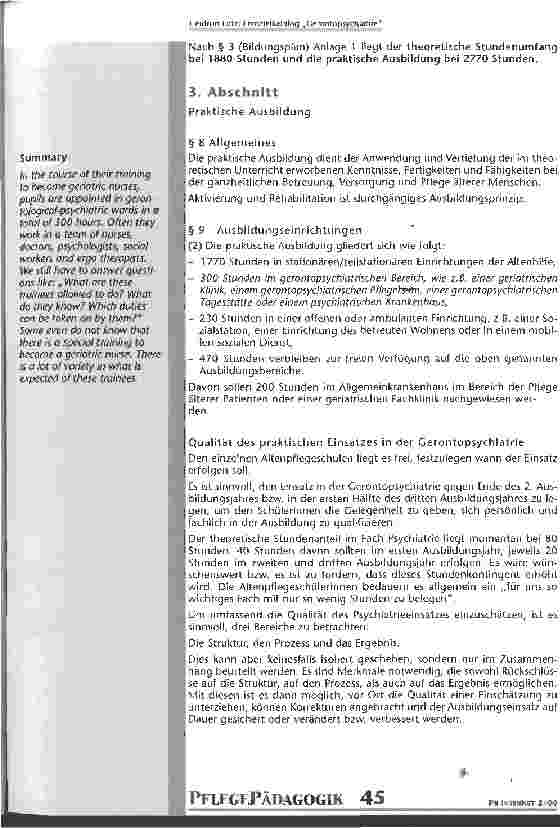 Vorschauseite 2: Lernzielkatalog Gerontopsychiatrie