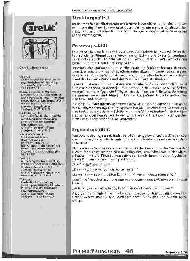Vorschauseite 3: Lernzielkatalog Gerontopsychiatrie