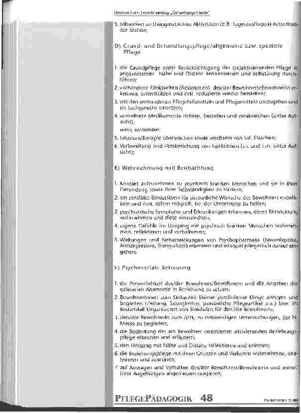 Vorschauseite 5: Lernzielkatalog Gerontopsychiatrie