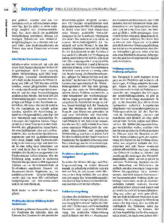Vorschauseite 2: Qualitätssicherung durch Fachkrankenpflege? Rückblick nach 5 Jahren Weiterbildungsund Prüfungsordnung des Landes NRW
