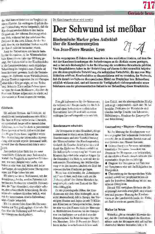 Vorschauseite 1: Der Schwund ist meßbar Die Knochenarchitektur wird zerstört