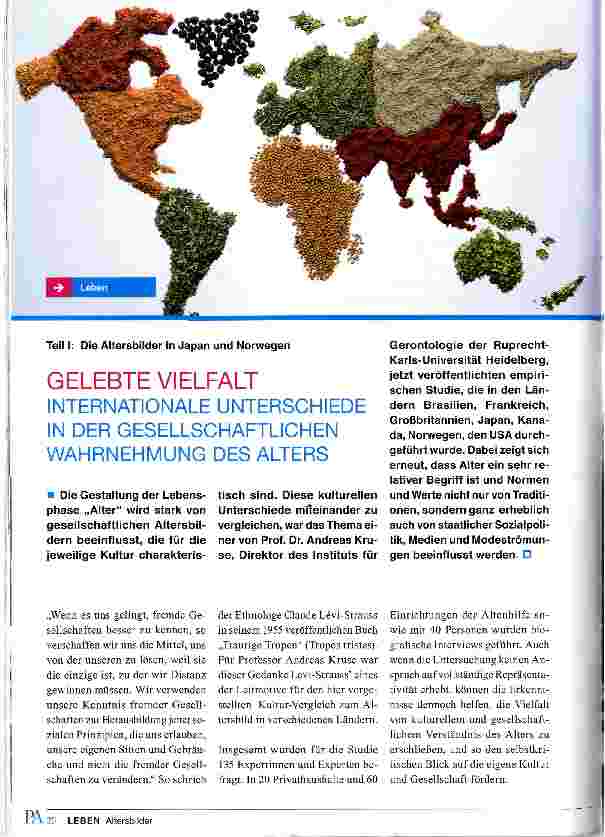 Vorschauseite 1: GELEBTE VIELFALT INTERNATIONALE UNTERSCHIEDE IN DER GESELLSCHAFTLICHEN WAHRNEHMUNG DES ALTERS