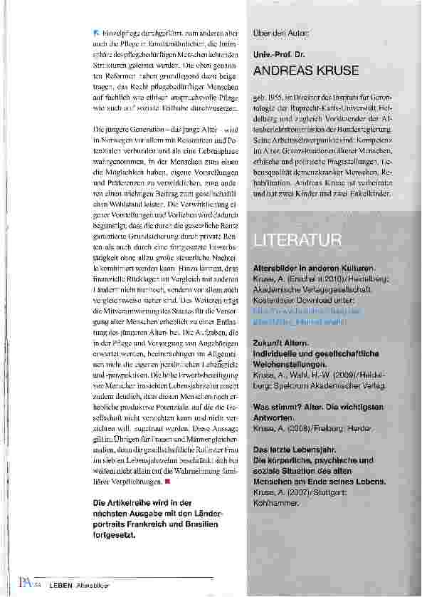 Vorschauseite 5: GELEBTE VIELFALT INTERNATIONALE UNTERSCHIEDE IN DER GESELLSCHAFTLICHEN WAHRNEHMUNG DES ALTERS