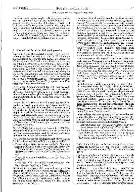 Vorschauseite 2: Reform der Eingliederungshilfe -Warum muss auch das Werkstättenrecht weiterentwickelt werden?