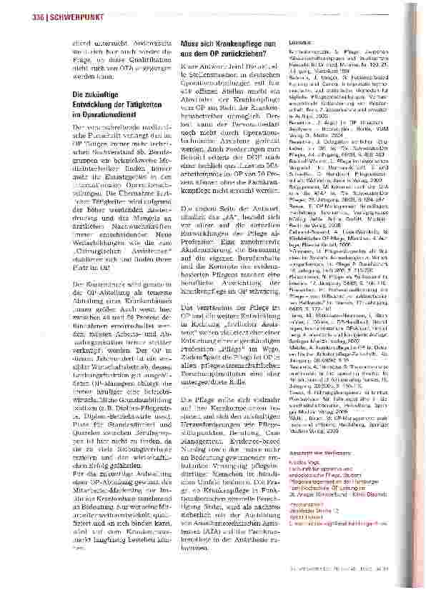 Vorschauseite 3: Zeit für die Pflege, sich aus dem OP zurückzuziehen?