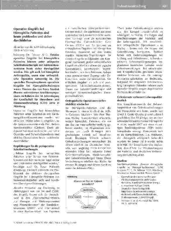 Vorschauseite 1: Operative Eingriffe bei Hämophilie-Patienten sind heute problemlos und sicher durchführbar