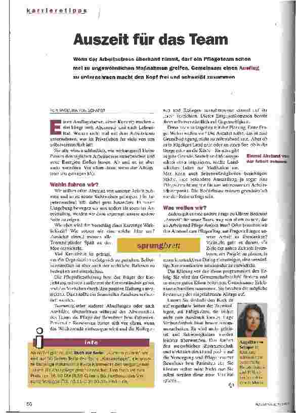 Vorschauseite 1: Auszeit für das Team