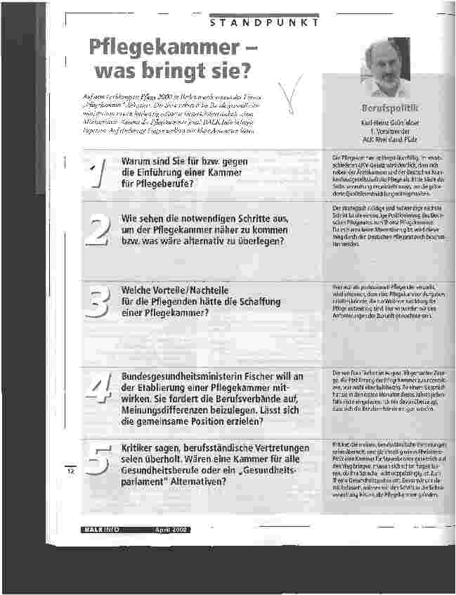 Vorschauseite 1: Pflegekammer - was bringt sie?