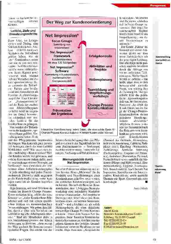 Vorschauseite 2: Kommunikation und interaktive Marktforschung in Krankenhäusern Change Management / Interaktive Marktforschung mit Net Impression