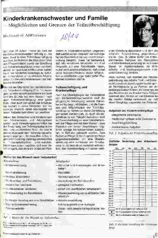 Vorschauseite 1: Kinderkrankenschwester und Familie - Möglichkeiten und Grenzen der Teilzeitbeschäftigung