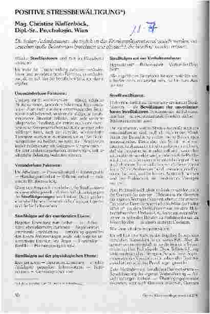 Vorschauseite 1: Positive Streßbewältigung