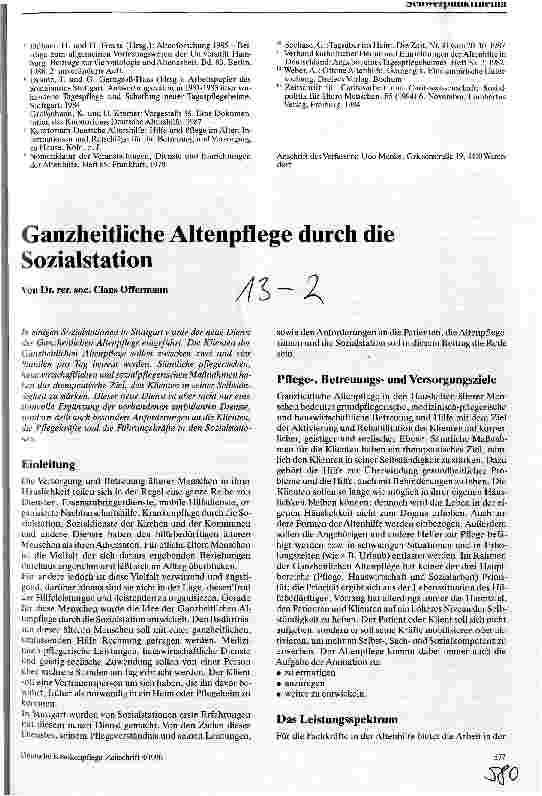 Vorschauseite 1: Ganzheitliche Altenpflege durch die Sozialstation