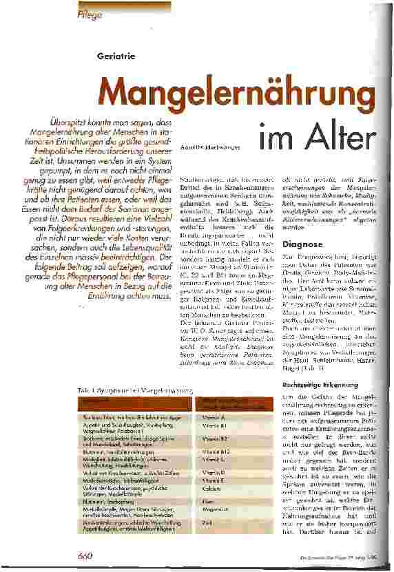 Vorschauseite 1: Mangelernährung im Alter