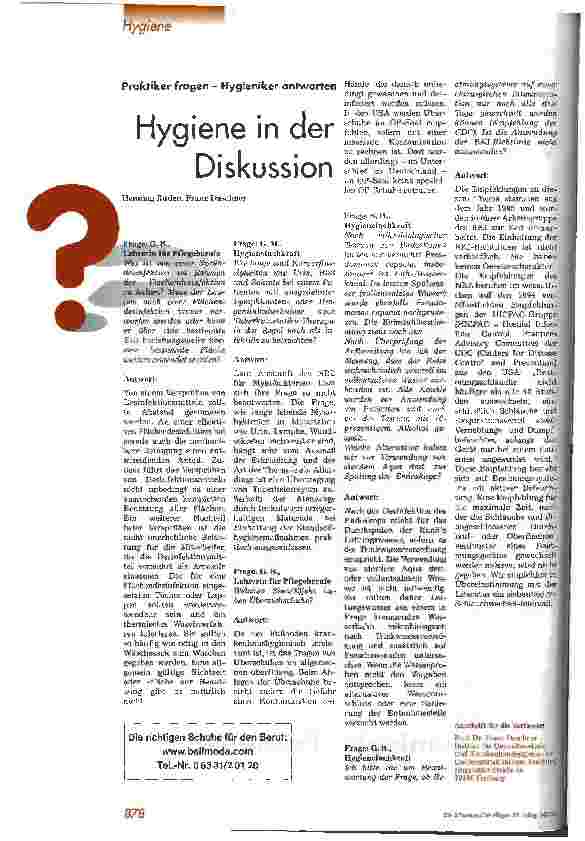 Vorschauseite 1: Hygiene in der Diskussion