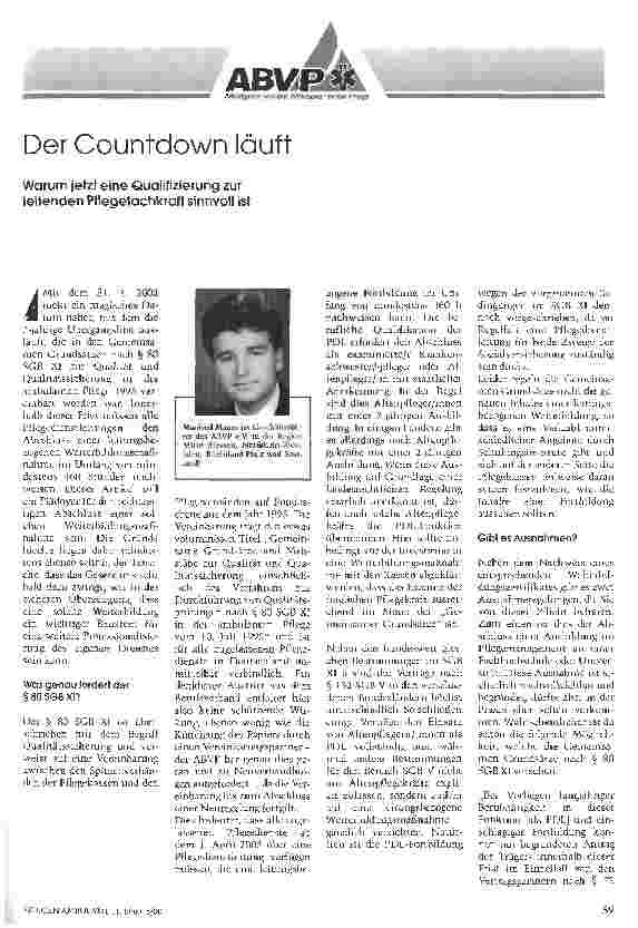 Vorschauseite 1: Der Countdown läuft Warum jetzt eine Qualifizierung zur leitenden Pflegefachkraft sinnvoll ist