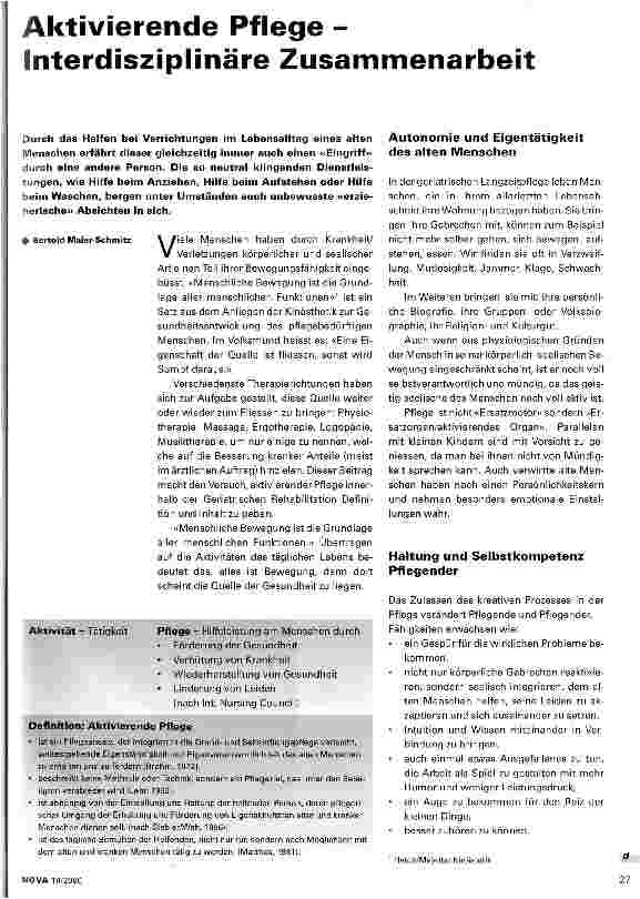 Vorschauseite 1: Aktivierende Pflege - Interdisziplinäre Zusammenarbeit