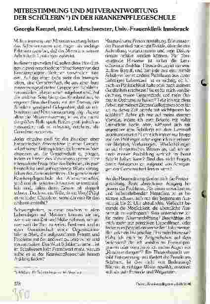 Vorschauseite 1: Mitbestimmung und Mitverantwortung der Schülerin in der Krankenpflegeschule