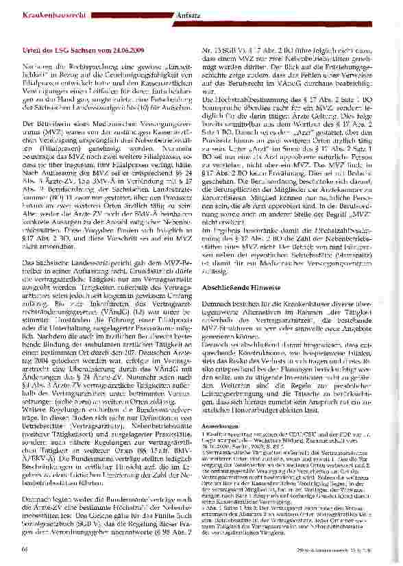 Vorschauseite 3: Filialpraxen: Für MVZ gelten andere Maßstäbe als für Vertragsärzte