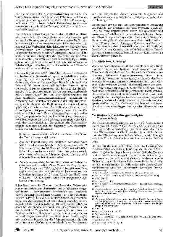 Vorschauseite 3: Die Eingruppierung als Oberarzt nach TV-Ärzte und TV-Ärzte/VKA