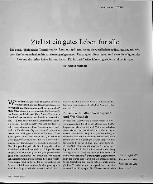 Vorschauseite 1: Ziel ist ein gutes Leben für alle.
