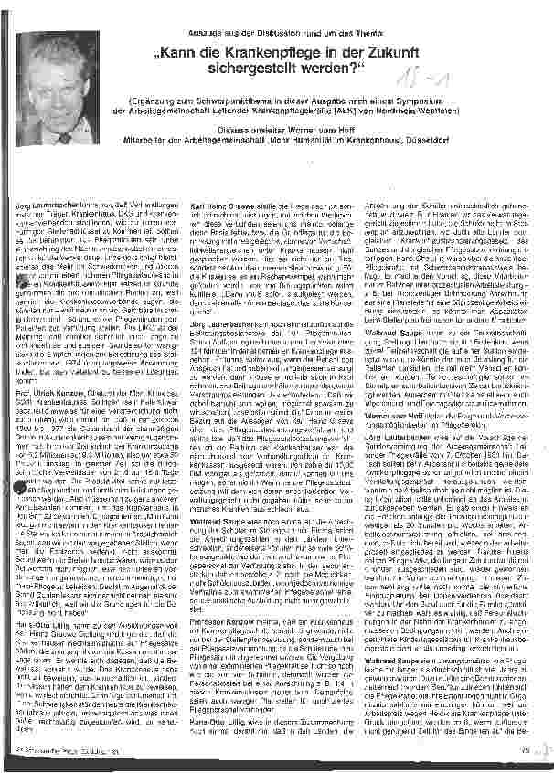 Vorschauseite 1: Kann die Krankenpflege in der Zukunft sichergestellt werden?