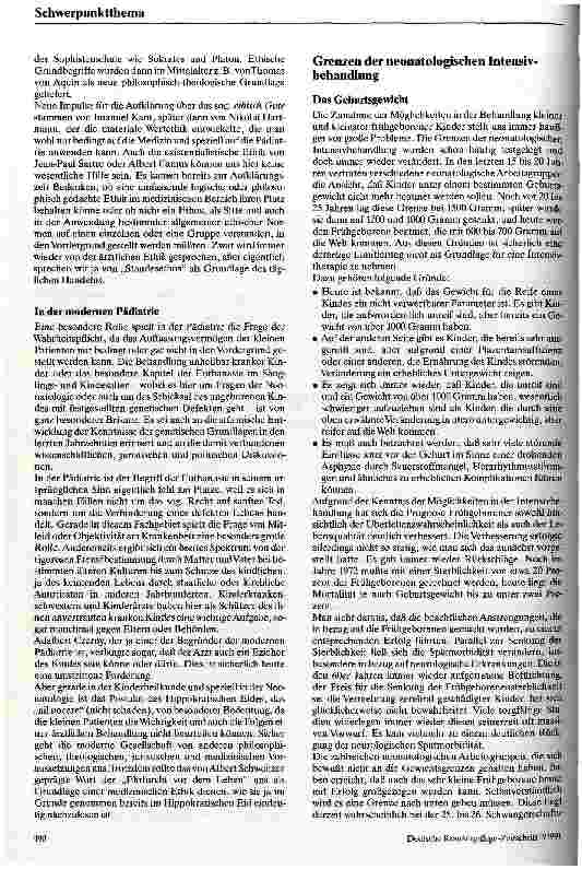 Vorschauseite 2: Ethik in der Neonatologie - Frühgeborenenbetreuung - eine ethische Herausforderung an den Neonatologen