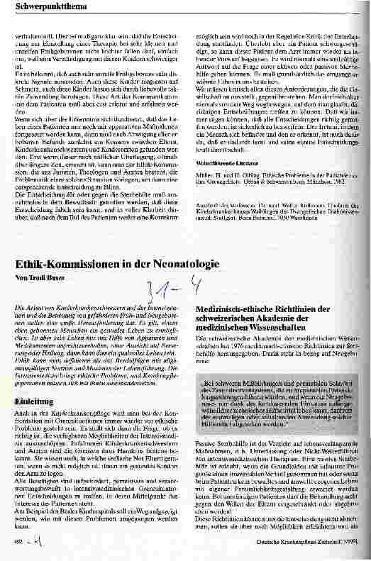 Vorschauseite 4: Ethik in der Neonatologie - Frühgeborenenbetreuung - eine ethische Herausforderung an den Neonatologen