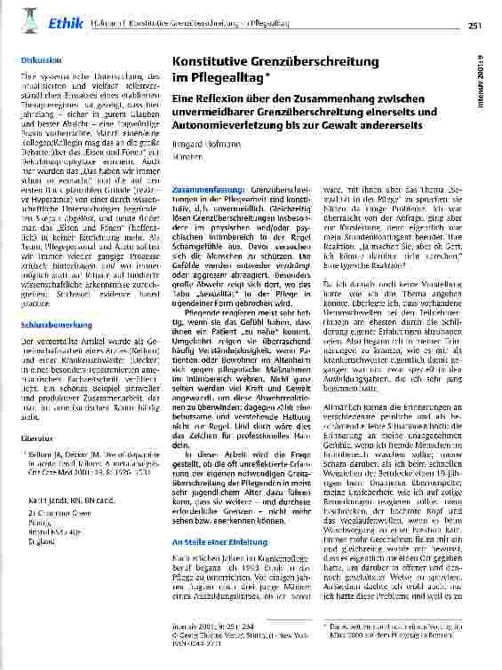 Vorschauseite 1: Konstitutive Grenzüberschreitung im Pflegealltag