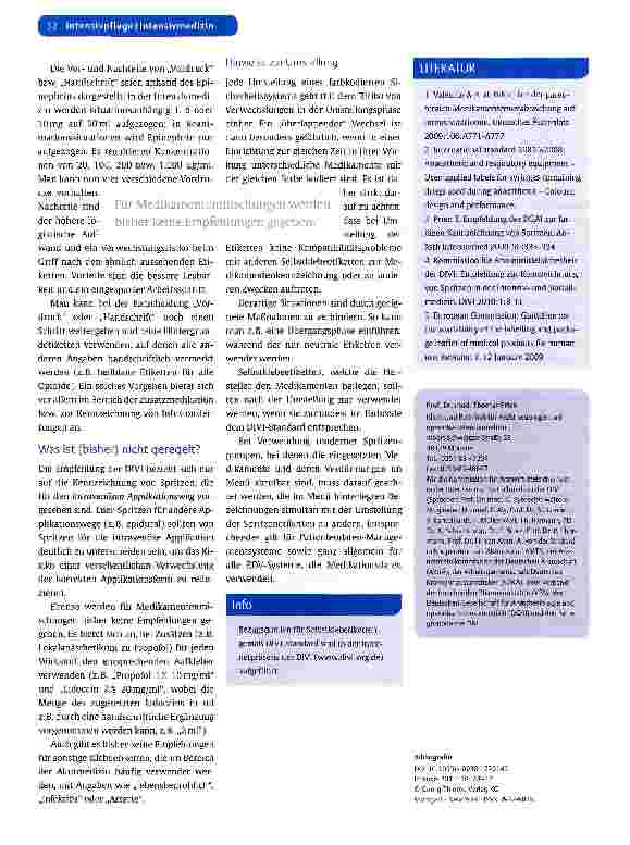 Vorschauseite 5: ARZNEIMITTELSICHERHEIT IN DER INTENSIV-UND NOTFALLMEDIZINStandard-Spritzenaufkleber in der Akutmedizin