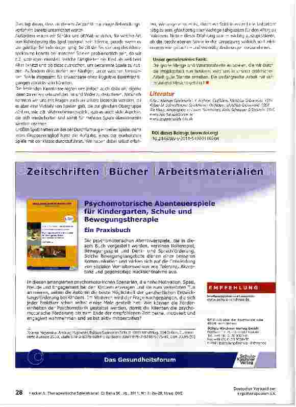 Vorschauseite 3: Therapeutische SpielekarteiProjektarbeit an derVogtlandakademie Plauen