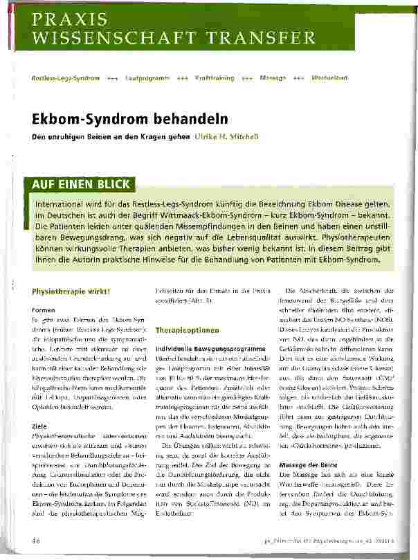 Vorschauseite 1: Ekbom-Syndrom behandeln