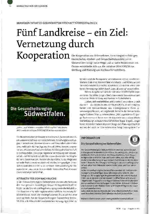 Vorschauseite 1: Fünf Landkreise - ein Ziel: Vernetzung durch Kooperation