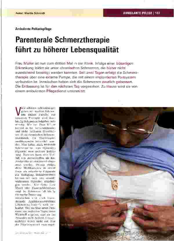 Vorschauseite 1: Parenterale Schmerztherapie führt zu höherer Lebensqualität