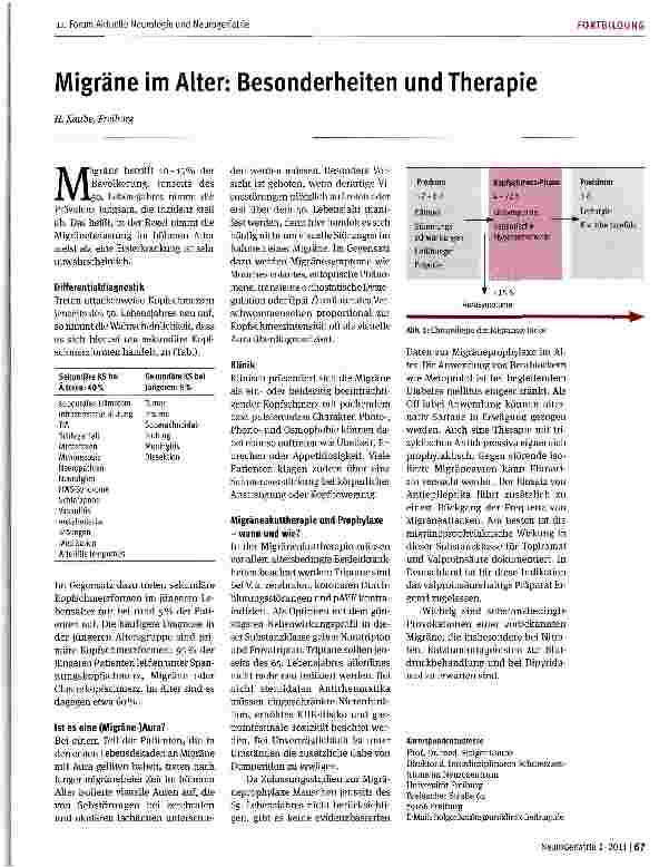 Vorschauseite 1: Migräne im Alter: Besonderheiten und Therapie