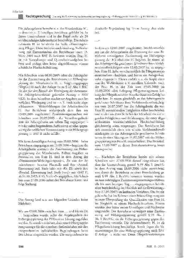 Vorschauseite 2: Ersetzung der Zustimmung des Betriebsrats zur Umgruppierung - Ordnungsgemäße Unterrichtung des Betriebsrats BetrVG § 99 Abs. 1 Satz 1, Abs. 2 Nr. 1, Abs. 3 Satz 1 und 2, Abs. 4