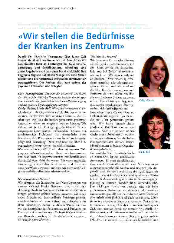 Vorschauseite 1: Wir stellen die Bedürfnisse der Kranken ins Zentrum