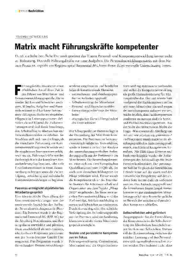 Vorschauseite 1: Matrix macht Führungskräfte kompetenter
