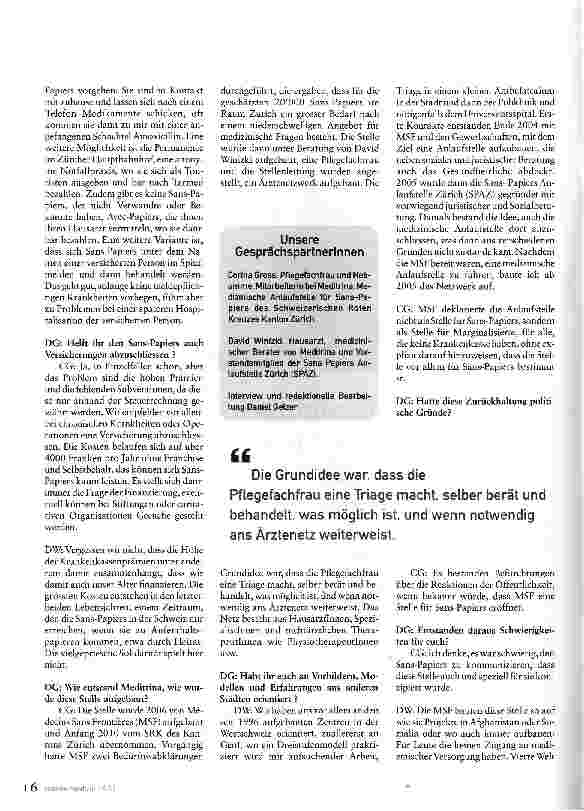 Vorschauseite 2: Gesundheitsversorgung: Ein Menschenrecht, auch für Sans-Papiers!