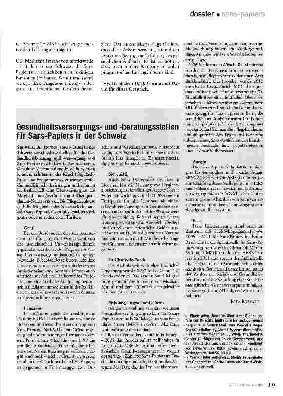Vorschauseite 5: Gesundheitsversorgung: Ein Menschenrecht, auch für Sans-Papiers!